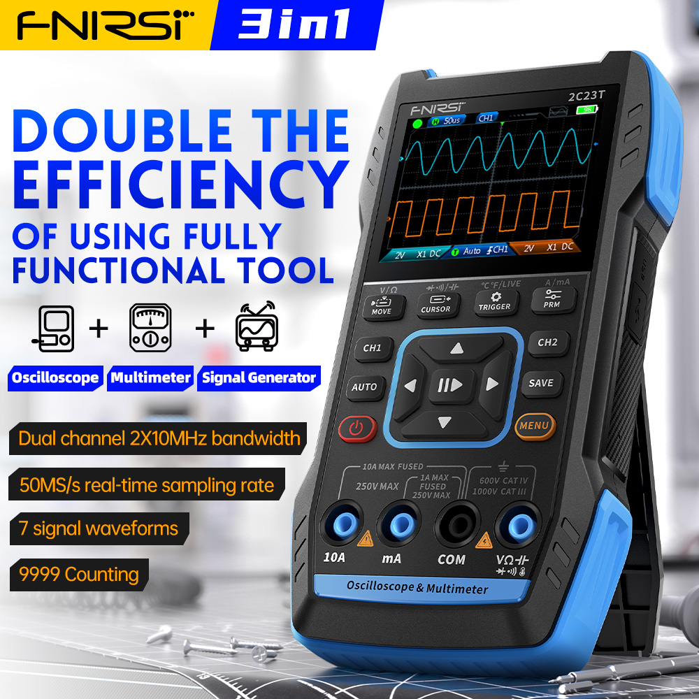 Fnirsi Digital Oscilloscope Handheld - Osciloscopio Digital 3 en 1 2C23T